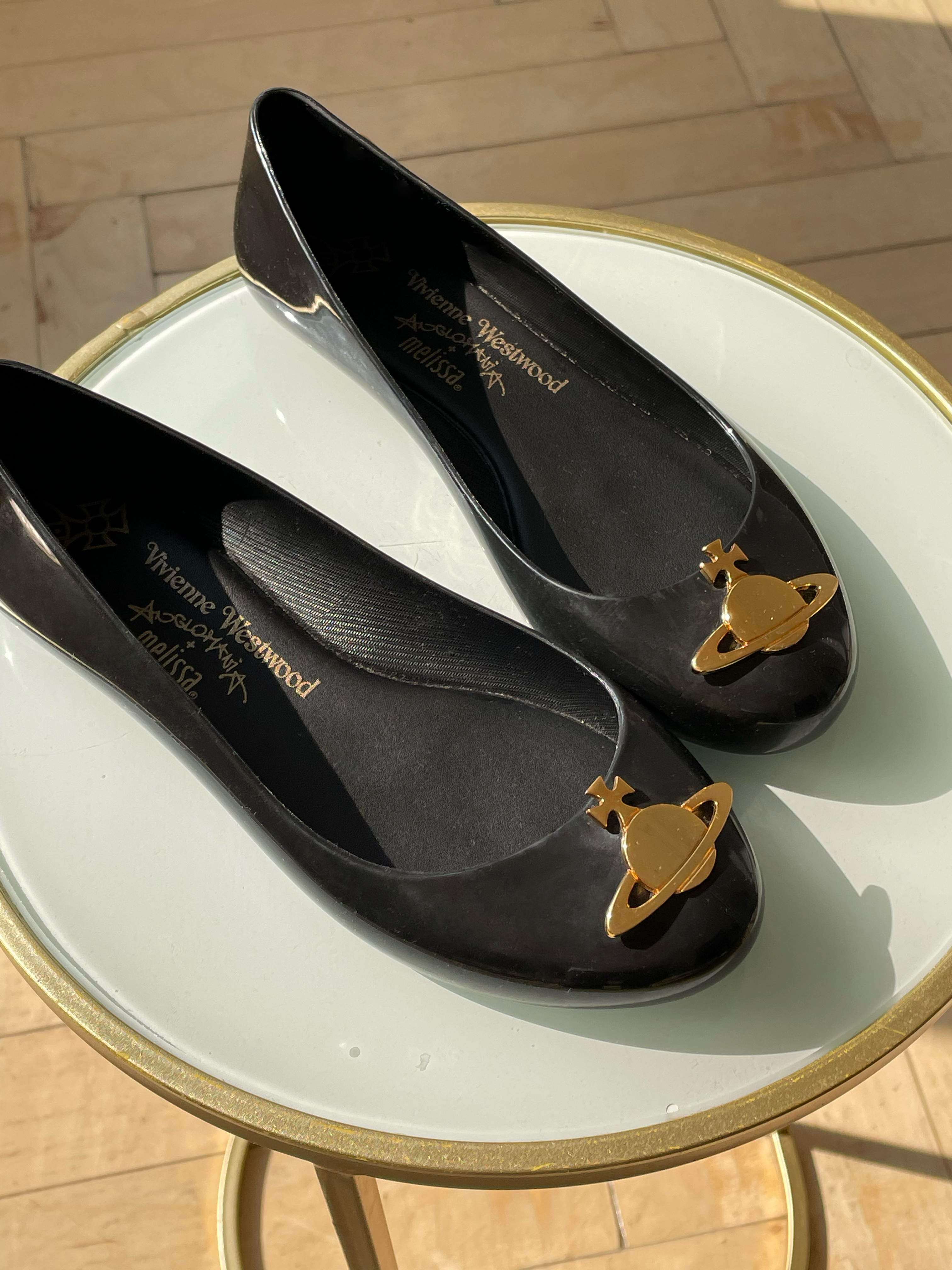 Vivienne Westwood For Melissa Black Space Orb Flat Shoes